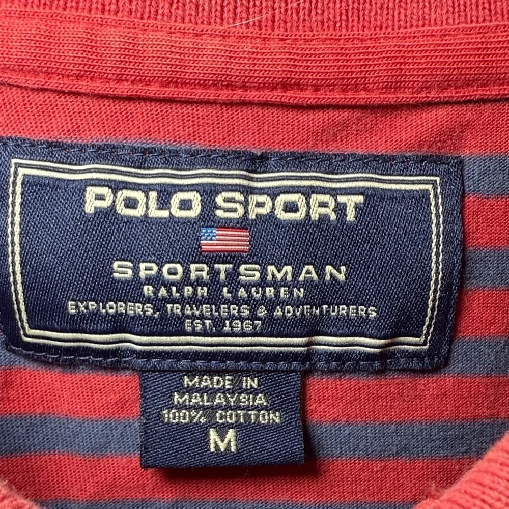 Vintage Polo Sport Sportman by Ralph Lauren Men's Red & Navy Striped Size M Tall